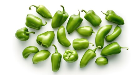 Wall Mural - Green Peppers with white background top view Created With Generative AI Technology