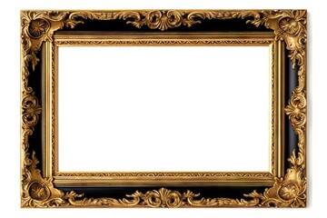 Wall Mural - Vintage Beauty. Gold and black Frame with Intricate Decorations on a White Background. isolated