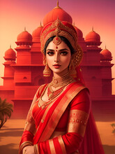 Queen_India_wearing_red_saree