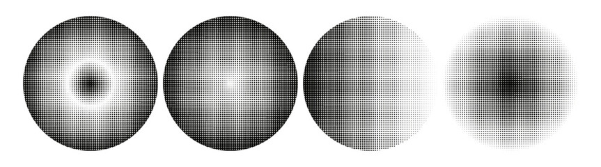 Fototapete - Abstract halftone dots vector background circle texture set