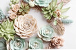 © EvgeniiasArt - succulent plants top view border on white background