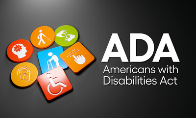 Wall Mural - Americans with disability act is observed every year on July 26, ADA is a civil rights law that prohibits discrimination based on disability. 3D Rendering