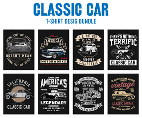 Sticker - Vintage Classic Car T-shirt Design bundle. American Hotrod classic car graphic.