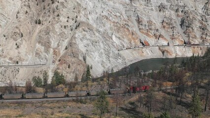 Sticker - Aerial view of train moving on railroad