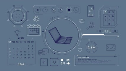 Wall Mural - animation of infographics about network technologies on alpha channel.