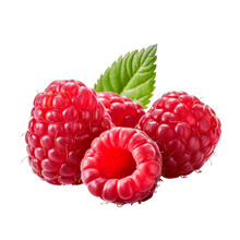 Ripe Red Raspberry With Leaf Isolated PNG Transparent Background Generated By Ai ,clipping Path, Png File