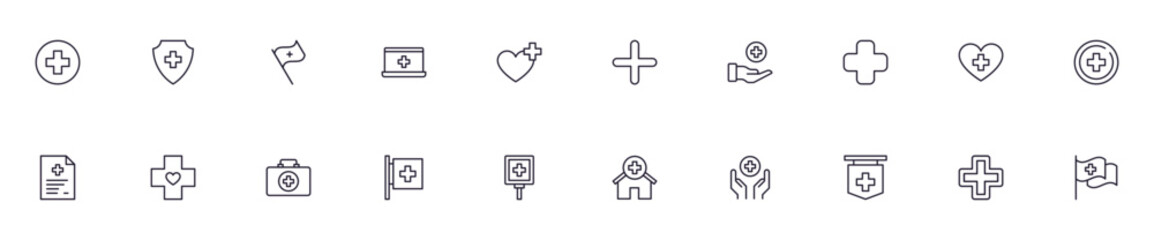 Collection of modern medical cross outline icons. Set of modern illustrations for mobile apps, web sites, flyers, banners etc isolated on white background. Premium quality signs.