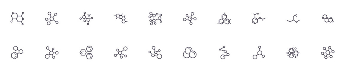 collection of modern molecule outline icons. set of modern illustrations for mobile apps, web sites,
