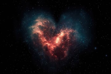 Wall Mural - heart-shaped nebula with twinkling stars shining in the darkness of space, created with generative a
