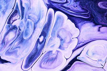 Wall Mural - Flowing purple paint texture. Marbling abstract background