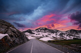 Fototapeta Na sufit - Asphalt road in Alps mountains. Road trip concept. Beautiful landscape.