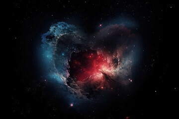 Wall Mural - heart of a nebula, with starry night sky in the background, created with generative ai