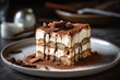 © NadiaArts - Tiramisu dessert on a plate. AI