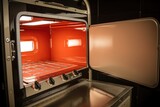Fototapeta Nowy Jork - with the oven door opened, showing off its shiny interior and warm glow, created with generative ai