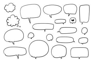 Wall Mural - A set of hand drawn speech bubbles and text balloon