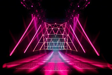 Wall Mural - Abstract neon light arrows background. Neural network AI generated art Generative AI