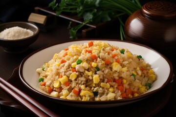 Poster - japanese style fried rice, with mix of japanese and chinese flavors, created with generative ai