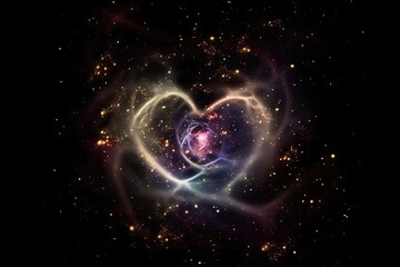 Wall Mural - heart-shaped nebula with star in the center, surrounded by swirls and patterns, created with generat