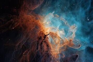 Canvas Print - nebula with intricate, wispy structures and stars in the background, created with generative ai