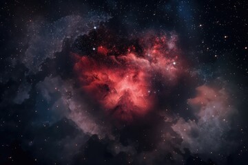 Wall Mural - heart-shaped nebula against starry night sky, created with generative ai