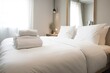 luxury hotel, with freshly laundered linens and towels for each guest, created with generative ai