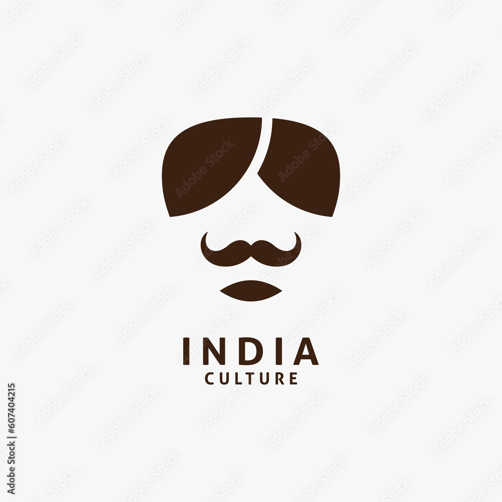 Man in turban for indian culture logo design Stock Vector | Adobe Stock