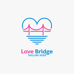 Wall Mural - Bridge and heart shape for love bridge logo design