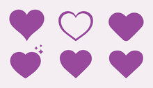 Purple Heart Icon Vector Illustration. Love, Romance, Passion. Cute, Sweet