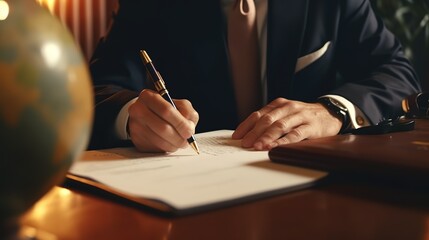 Poster - Signing contract, business agreement, deal concept. Generative AI