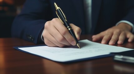 Poster - Signing contract, business agreement, deal concept. Generative AI