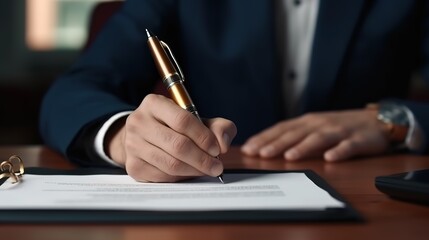 Poster - Signing contract, business agreement, deal concept. Generative AI