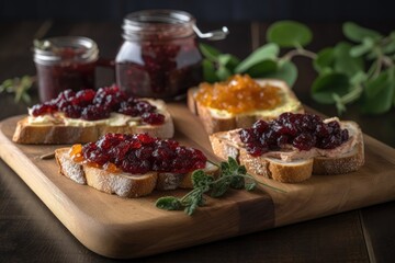 Wall Mural - homemade preserves spread on toast for breakfast, created with generative ai