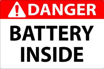 Danger Sign Battery Inside On White Background