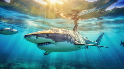 Wall Mural - shark in vibrant colors, Sunny Nature photo