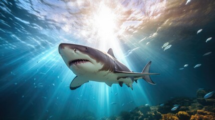 Wall Mural - shark in vibrant colors, Sunny Nature photo