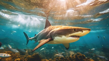 Wall Mural - shark in vibrant colors, Sunny Nature photo