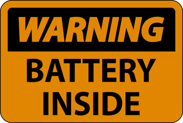 Warning Sign Battery Inside On White Background