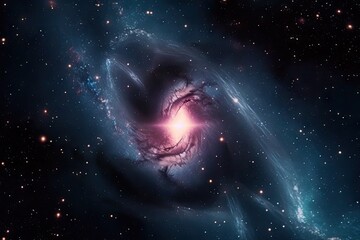 Wall Mural - heart of galaxy nebula beating with galactic rhythm, stars and nebulae swirling in the background, c