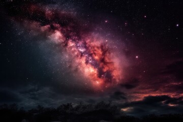 Wall Mural - heart-shaped nebula against starry night sky, created with generative ai