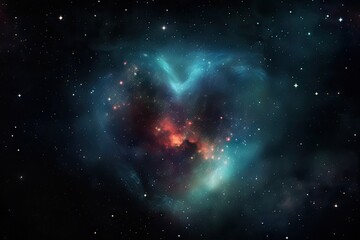 Wall Mural - nebula heart, with starry night sky and shining stars in the background, created with generative ai