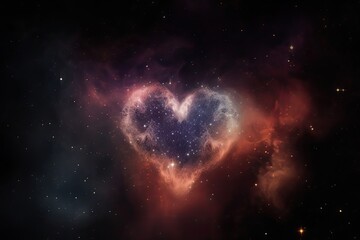 Wall Mural - nebulous heart, with close-up of the stars and nebulae that make it up, created with generative ai