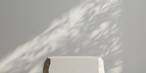 Wall Mural - 3d cosmetic background. 3d stone podium and nature light with white background for product presentat