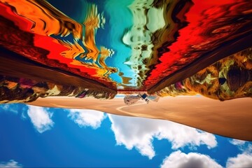 Wall Mural - abstract and surreal landscape with upside-down sky, crazy colors, and unusual shapes, created with 