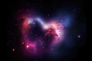 Wall Mural - heart-shaped nebula with bright stars in the background, created with generative ai