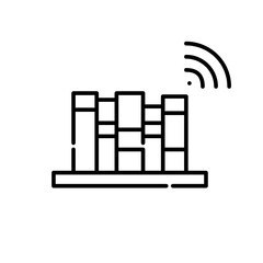 Wall Mural - electronic library mobile app. books on a shelf with wifi symbol. pixel perfect, editable stroke min