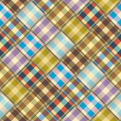 Fototapete - Abstract background seamless pattern.. Diagonal plaid pattern. Vector image. Patchwork ribbons 3d pattern.