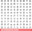 © ylivdesign - 100 warehouse icons set. Outline illustration of 100 warehouse icons vector set isolated on white background