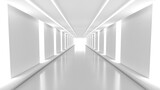Fototapeta Przestrzenne - 無機質な灯りに照らされた回廊の3Dイラストレーション