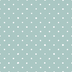 Wall Mural - Tile vector pattern with white polka dots on pastel green background