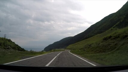 Wall Mural - The carpathian mountains with the winding transfaragasan road